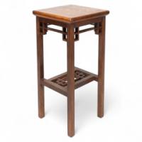 E. W. Godwin Probably Made by William Watt. An Anglo-Japanese Oak & Lattice Statue Stand with Wide Inlaid Top