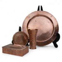 Birmingham Guild of Handicraft. An Arts & Crafts Four Piece Hand-hammered Dressing Table or Desk Set