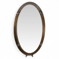 Arts and Crafts – Hand-Hammered Brass Mirror with Celtic Details (c.1900)