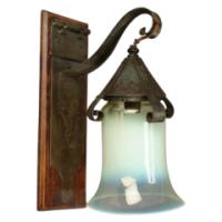 Birmingham Guild of Handicraft. A quality wall light retaining the original vaseline glass shade. - Thumbnail 1
