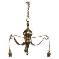 Birmingham Guild of Handicraft. An Arts & Crafts Three Arm Brass Ceiling Light - Thumbnail 1