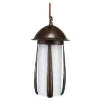Gustav Stickley (style Of). An Arts & Crafts Hand Hammered Patinated Copper Lantern - Thumbnail 1