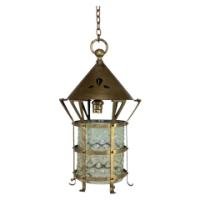 An Arts & Crafts Brass Lantern with the Original Vaseline Shade - Thumbnail 1