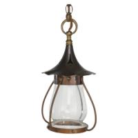 An Arts and Crafts little copper lantern with the original bulbous shade. - Thumbnail 1