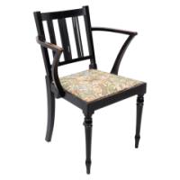 Morris & Co. Arts and Crafts Beech Armchair with Morris Fabric Seat - Thumbnail 1