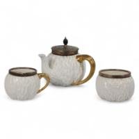 Christopher Dresser, attributed. Three-Piece Tea Set Made by Coalport for Hukin & Heath
