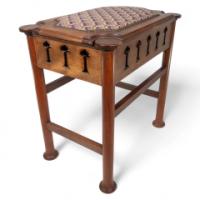 Liberty & Co., attributed. A Glasgow School Walnut Piano Stool with Storage Under the Seat - Thumbnail 1
