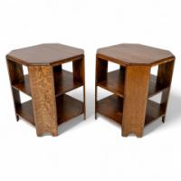 Heals and Son. An Arts and Crafts oak bookcase/side tables - Thumbnail 1
