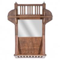 Liberty & Co., An Arts & Crafts Oak Hanging Paper Rack with Central Mirror - Thumbnail 1