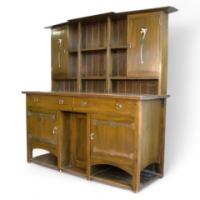 M H Baillie Scott (attributed). An Arts and Crafts sideboard with his famous Daffodil design hand painted - Thumbnail 1