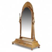 Charles Spooner (style of). A walnut swivel dressing table with shaped jewelery drawers - Thumbnail 1