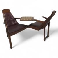 A superbly designed 'Danish style' teak duet seat for lovers of chess - Thumbnail 1