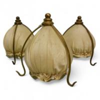 WAS Benson. A rare set of three shades with original silk coverings - Thumbnail 1
