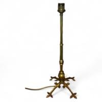 WAS Benson. An Arts and Crafts brass four leg table lamp - Thumbnail 1
