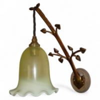 WAS Benson. A pair of brass wall lights with leaf details to the arms - Thumbnail 1