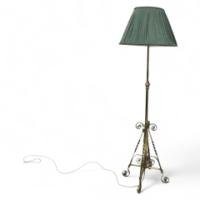 Benham and Froud. An Arts Crafts copper and brass telescopic electric standard lamp - Thumbnail 1