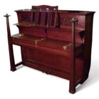 Walter Cave for Bechstein. A mahogany piano with an overstrung upright underdamper action - Thumbnail 1