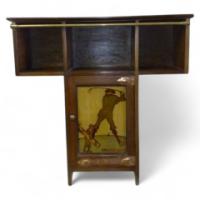 Shapland and Petter. A wall cabinet with Golfing panel and copper strap hinges - Thumbnail 1