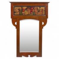 Shapland and Petter. A rare generous proportions Arts Crafts oak mirror - Thumbnail 1