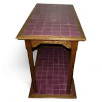 Wylie & Lochhead. A Good Quality Pair of Arts & Crafts Hall/sofa Tables with Original Lilac Tiles to the Top - Thumbnail 1