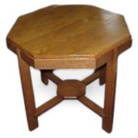 An Arts & Crafts Oak Octagonal Centre or Side Table with Lower Central Shelf United by Cross Stretchers - Thumbnail 1