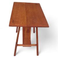 Wylie and Lochhead retailed by Liberty and Co. A pair of Arts and Crafts oak side tables with stylised cut outs - Thumbnail 1