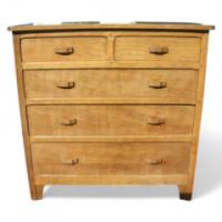 A wondefull quality oak chest of drawers with Adze detailing throughout - Thumbnail 1