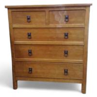Alan Acornman Grainger. An oak chest of drawers with five drawers - Thumbnail 1