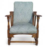 A Good Quality Arts & Crafts Oak Reclining Armchair - Thumbnail 1