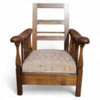 Sculptural Arts and Crafts Reclining Oak Armchair c.1900 - Thumbnail 2