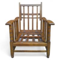 A good quality Arts and Crafts reclining oak armchair - Thumbnail 1