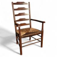Edward Gardiner. An early oak ladder back armchair - Thumbnail 1