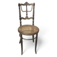Fischel. A rare cane seat ebonised and gilt side chair - Thumbnail 1