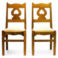 C F A Voysey for Liberty and Co. A rare pair of oak chairs. - Thumbnail 1