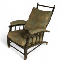 Philip Webb for Morris and Co. Two adjustable ebonised armchair - Thumbnail 1
