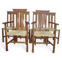 Liberty and Co. A set of six and a set of four dining chairs after a design by W Lethaby. - Thumbnail 1