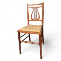 A sweet little walnut Lyre back bedroom chair - Thumbnail 1