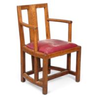 Frank Brangwyn. An oak elbow chair - Thumbnail 1