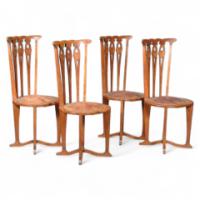 George Logan. A rare set of four Arts and Crafts side chair - Thumbnail 1