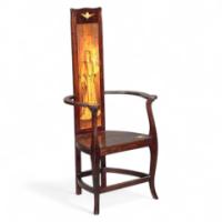 An Art Nouveau stained beech and inlaid armchair - Thumbnail 1