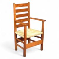 M H Baillie Scott for J P White of Bedford. A set of four oak ladderback armchairs - Thumbnail 1