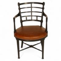 James Plucknett, attributed. Probably for Collier & Plucknett. A Jacobean or Old English Armchair Red Leather - Thumbnail 1