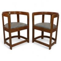 A Pair of Scottish School Armchairs of Barrell Form