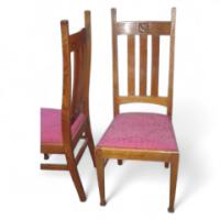 E A Taylor for Wylie and Lochhead. A pair of Arts and Crafts oak chairs - Thumbnail 1