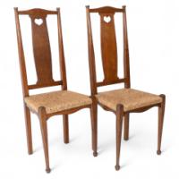 Ambrose Heals for Heals of London. A Pair of Arts & Crafts Rush Seated Chairs