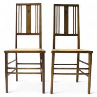 Ambrose Heal. A good pair of Arts and Crafts oak side chairs - Thumbnail 1