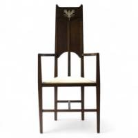 G M Ellwood for J S Henry. A pair of mahogany armchairs merly with a J. S. Henry label under - Thumbnail 1