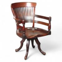 E W Godwin for James Peddle. A mahogany swivel office elbow chair - Thumbnail 1