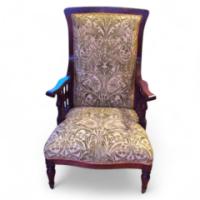 George Jack for Morris and Co. A very rare mahogany 'Saville' lady's armchair - Thumbnail 1