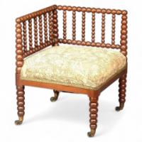Morris and Co (attributed). An oak bobbin turned corner chair in the manner of Phillip Webb - Thumbnail 1